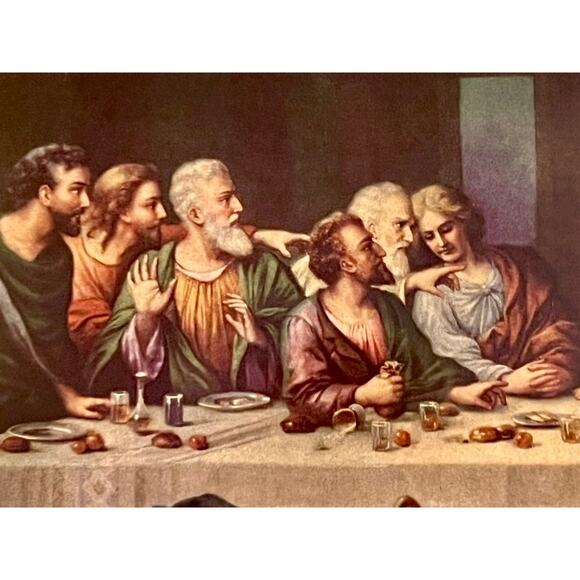 Vintage Last Supper Framed Print Gold Frame Christian Wall Art-Leonardo da Vinci - Picture 3 of 8